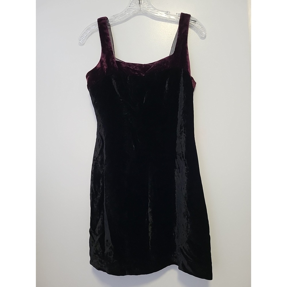 Bebe Velvet Y2K Babydoll Mini Dress Sleeveless Black Burgandy 8 Goth Witchcore